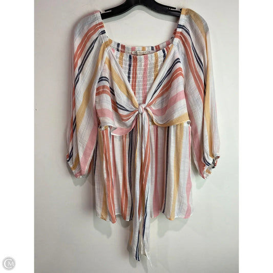 Top Long Sleeve By Cato In Pink, Size: L