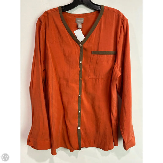 Top Long Sleeve By Chicos In Orange, Size: Xl