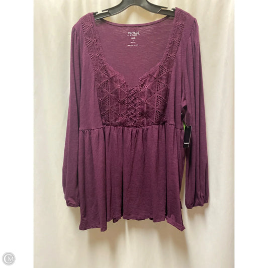 Top Long Sleeve By Torrid In Purple, Size: 1x