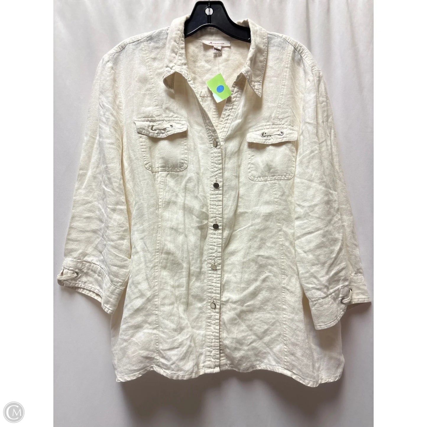 Top Long Sleeve By Jm Collections In White, Size: Xl