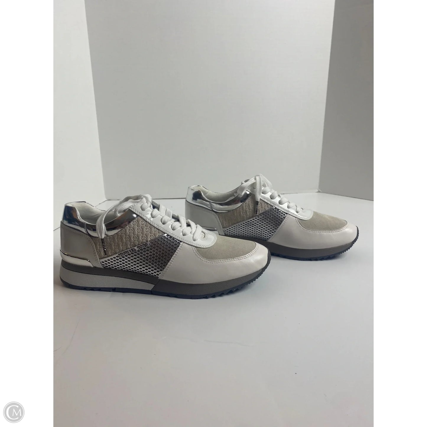 Shoes Designer By Michael Kors In Silver, Size: 9