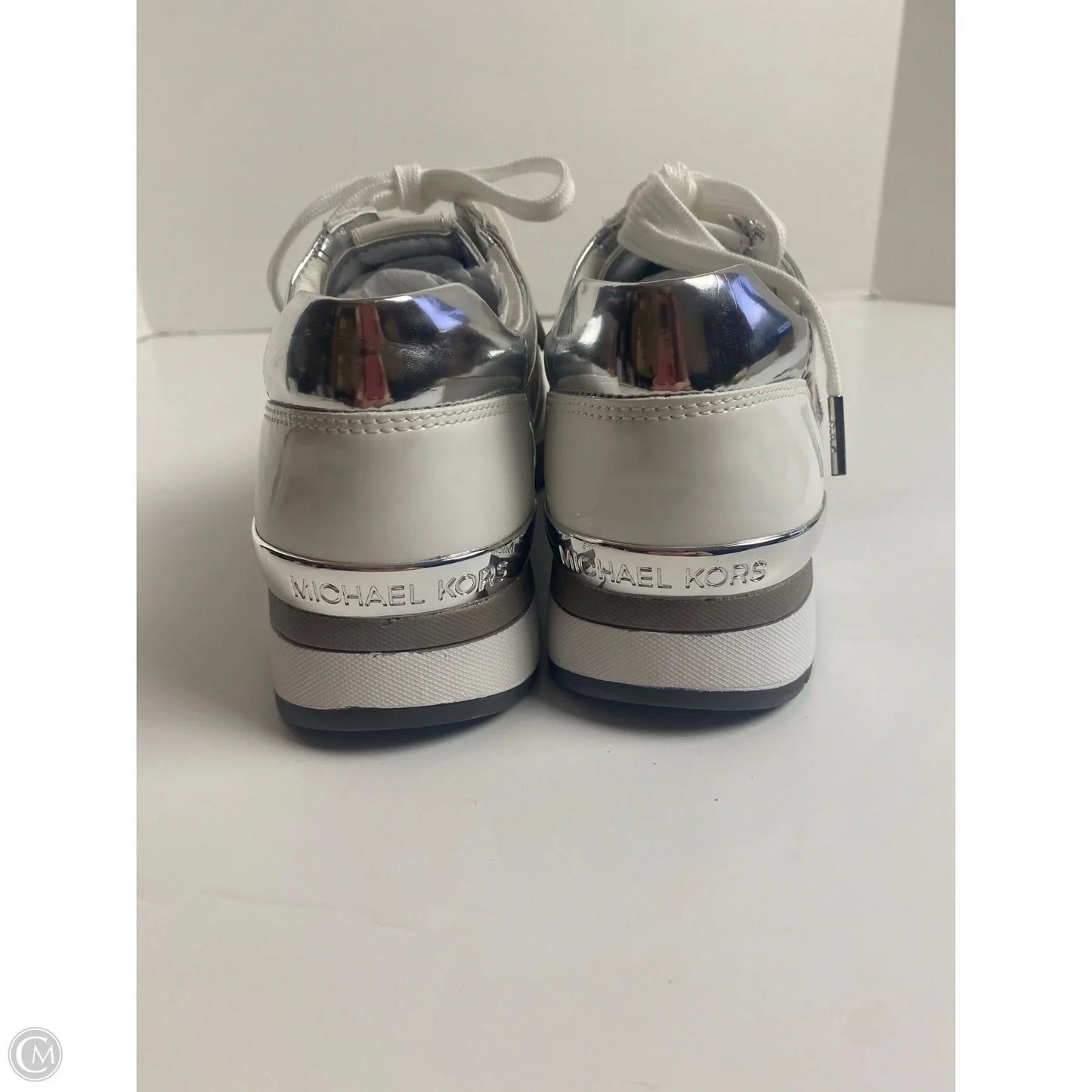 Shoes Designer By Michael Kors In Silver, Size: 9