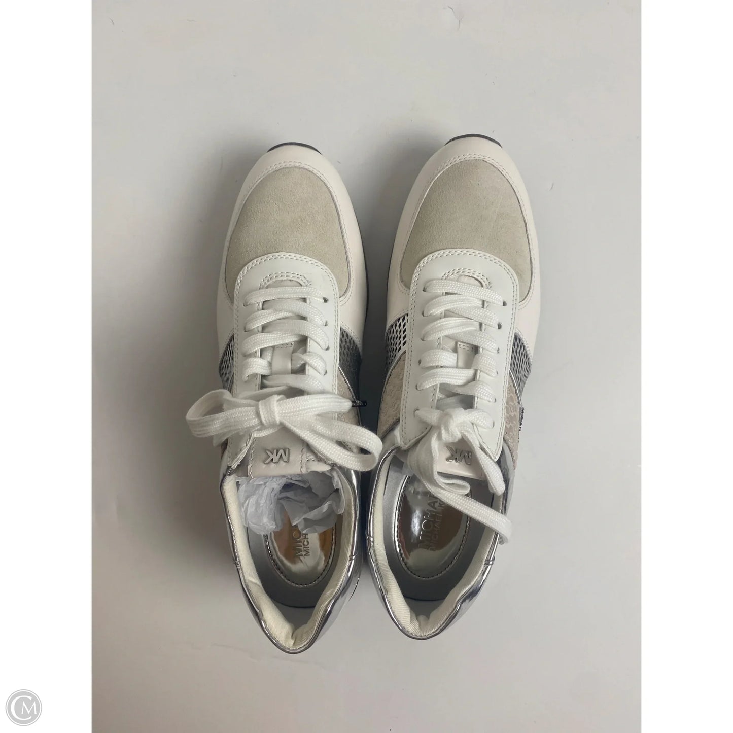 Shoes Designer By Michael Kors In Silver, Size: 9