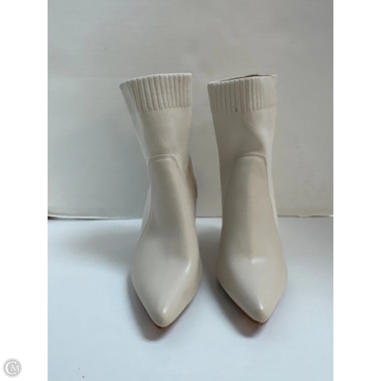 Boots Ankle Heels By Clothes Mentor In Cream, Size: 5.5