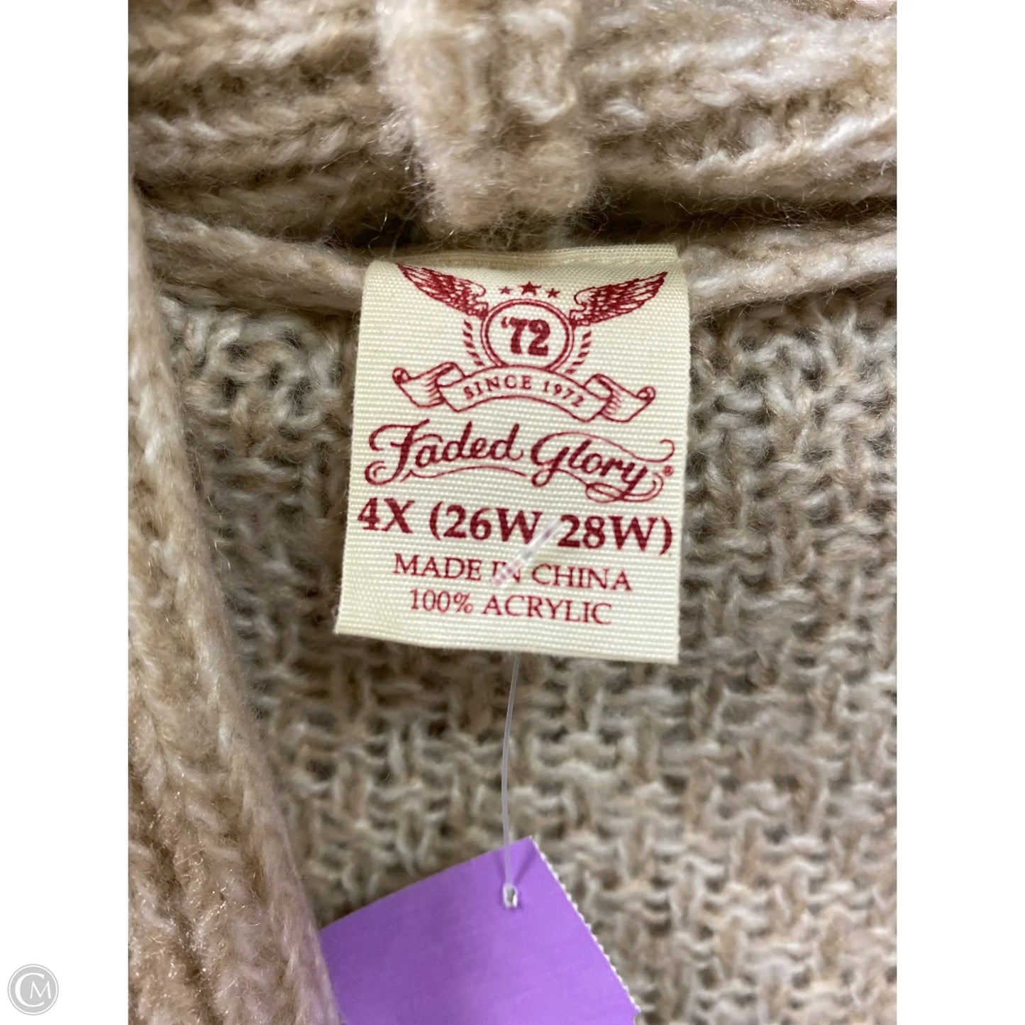 Cardigan By Faded Glory In Tan, Size: 4x