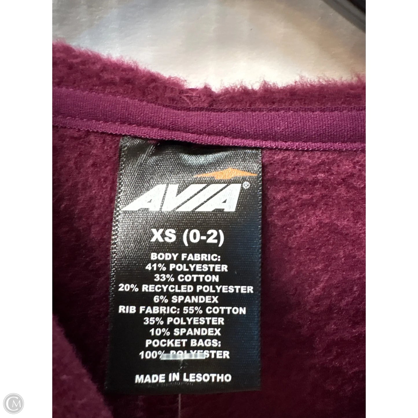 Sweatshirt Hoodie By Avia In Maroon, Size: Xs