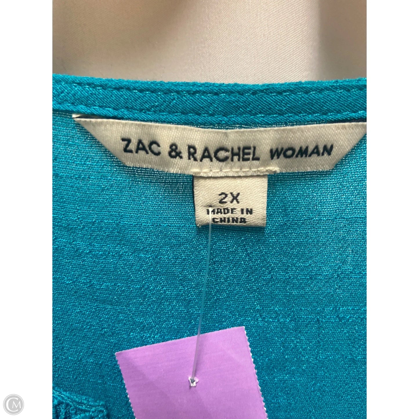 Top Long Sleeve By Zac And Rachel In Aqua, Size: 2x