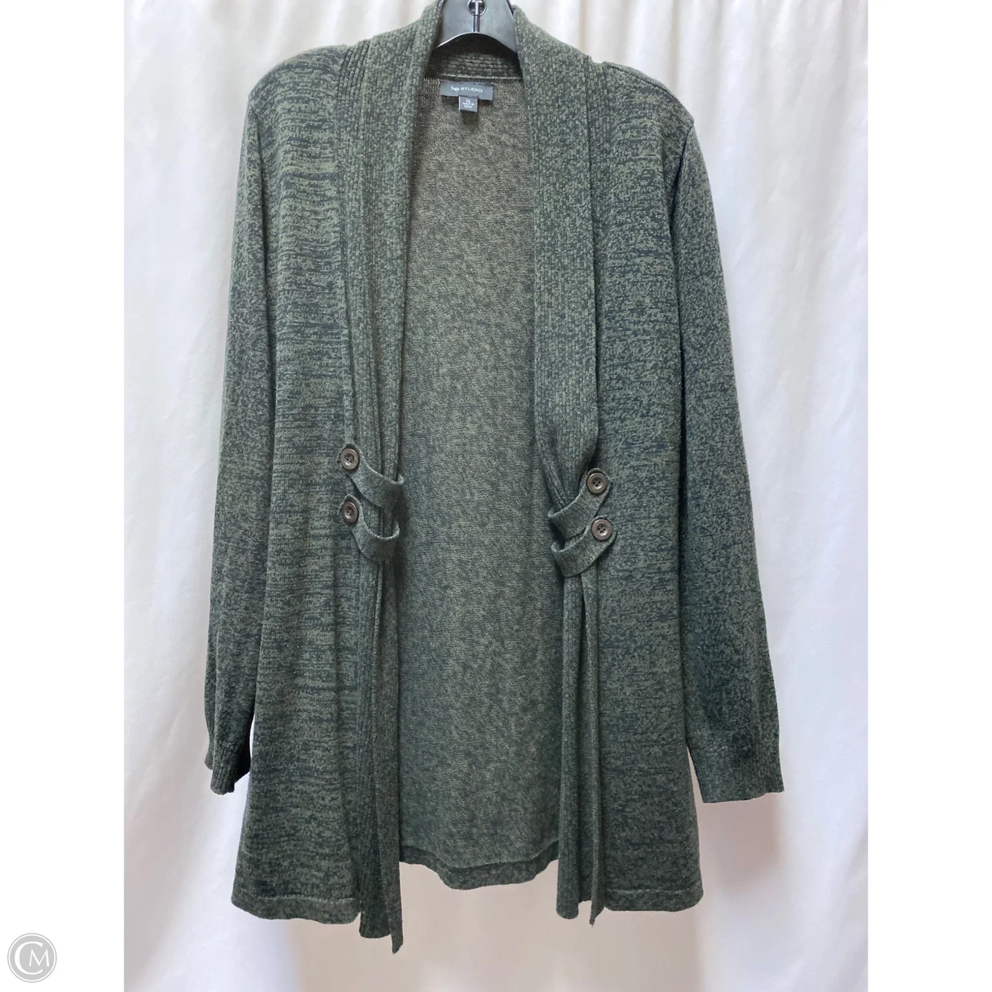 Cardigan By Ab Studio In Green, Size: Xl