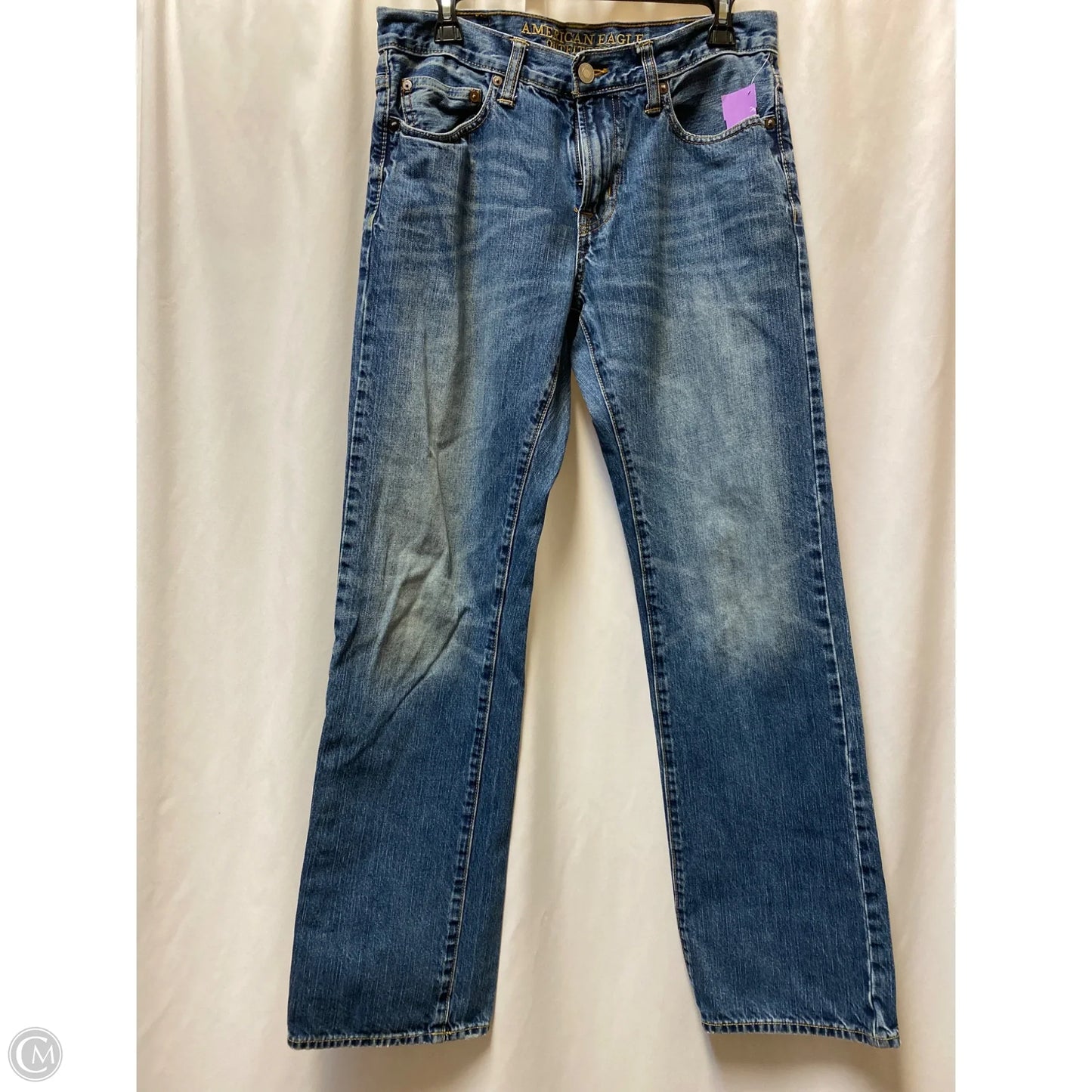 Jeans Straight By American Eagle In Blue Denim, Size: 10
