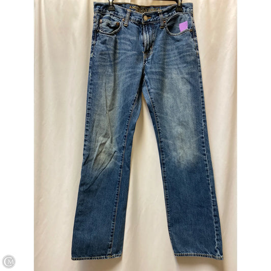 Jeans Straight By American Eagle In Blue Denim, Size: 10