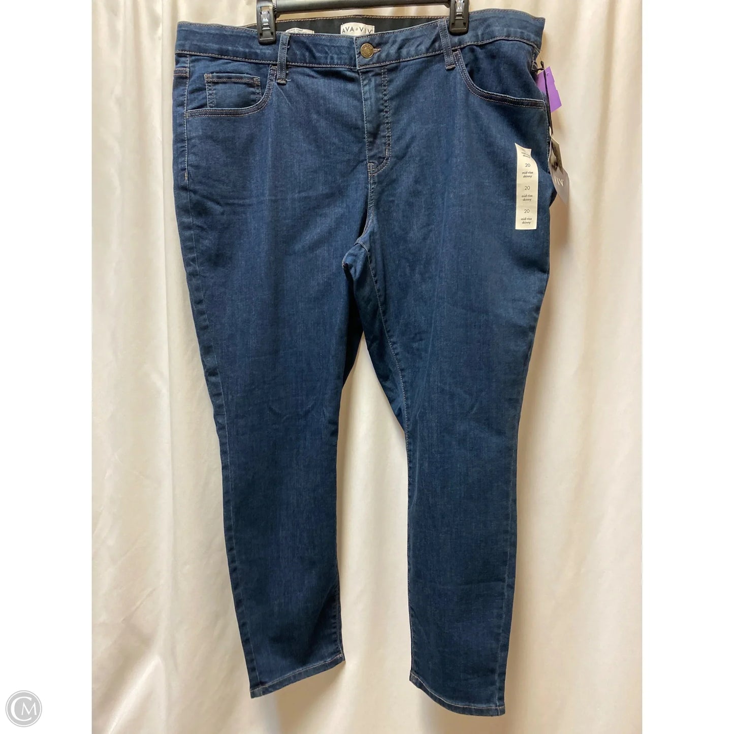 Jeans Skinny By Ava & Viv In Blue Denim, Size: 20