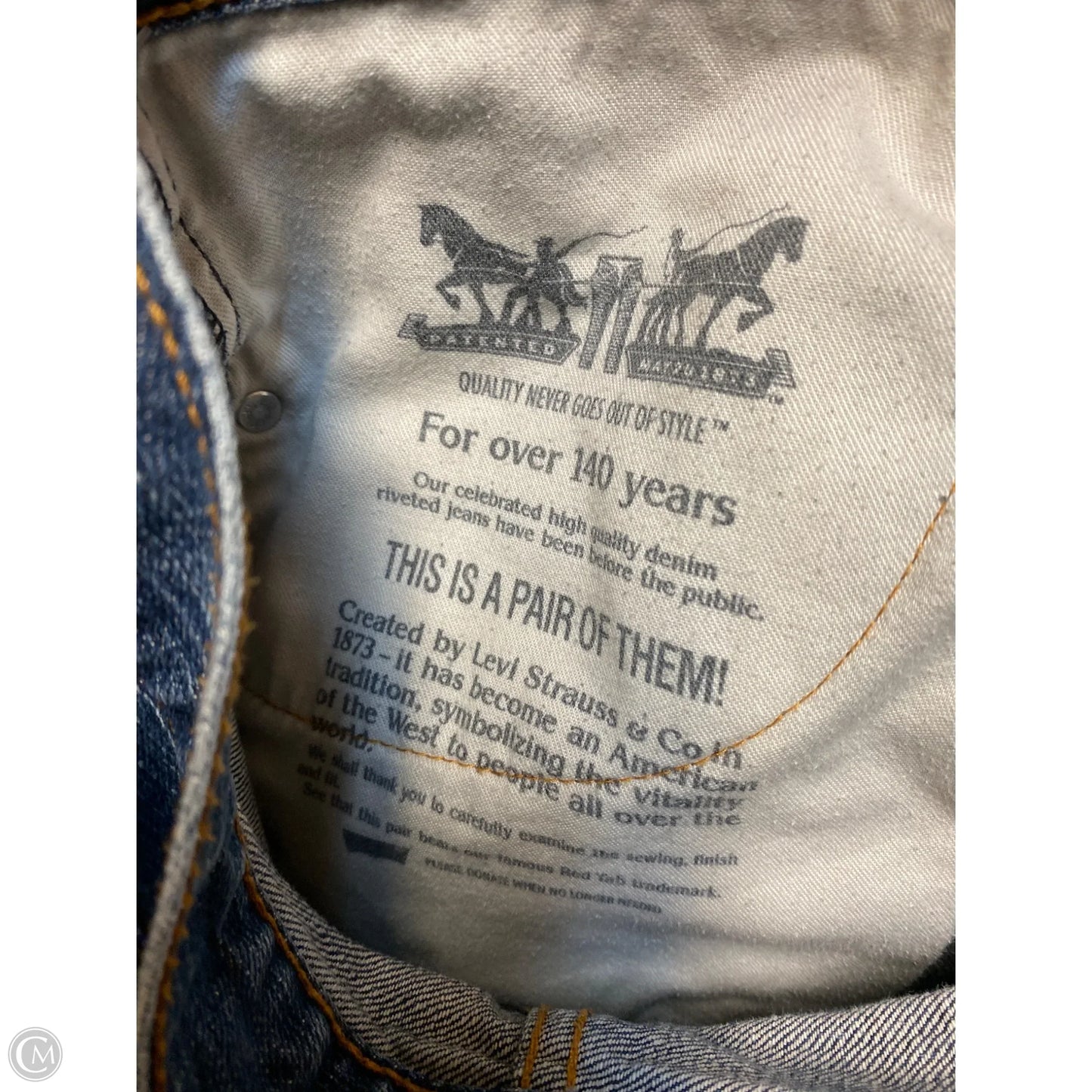 Jeans Straight By Levis In Blue Denim, Size: 12