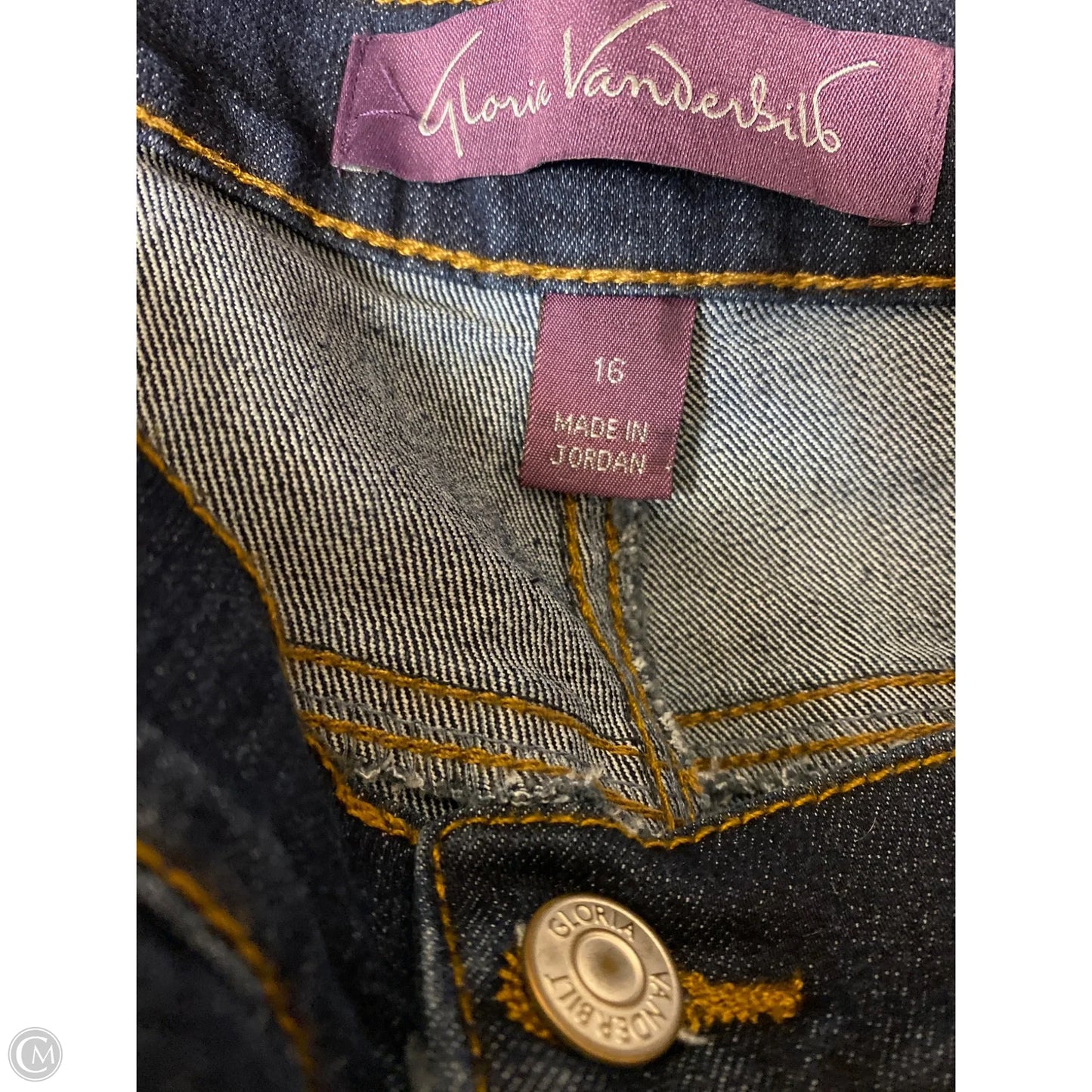 Jeans Straight By Gloria Vanderbilt In Blue Denim, Size: 16