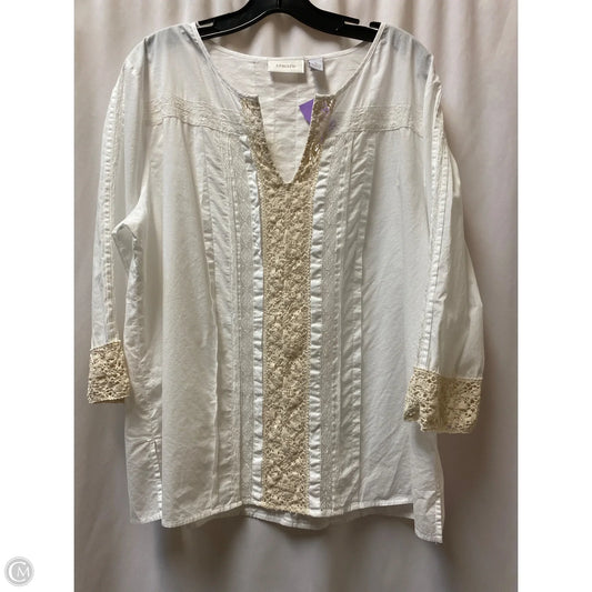 Top 3/4 Sleeve By Chicos In White, Size: Xxl