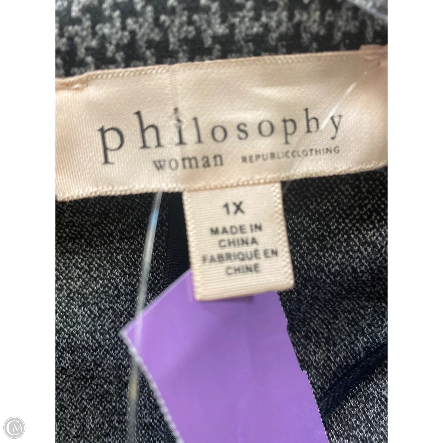 Coat Peacoat By Philosophy In Black & Grey, Size: 1x