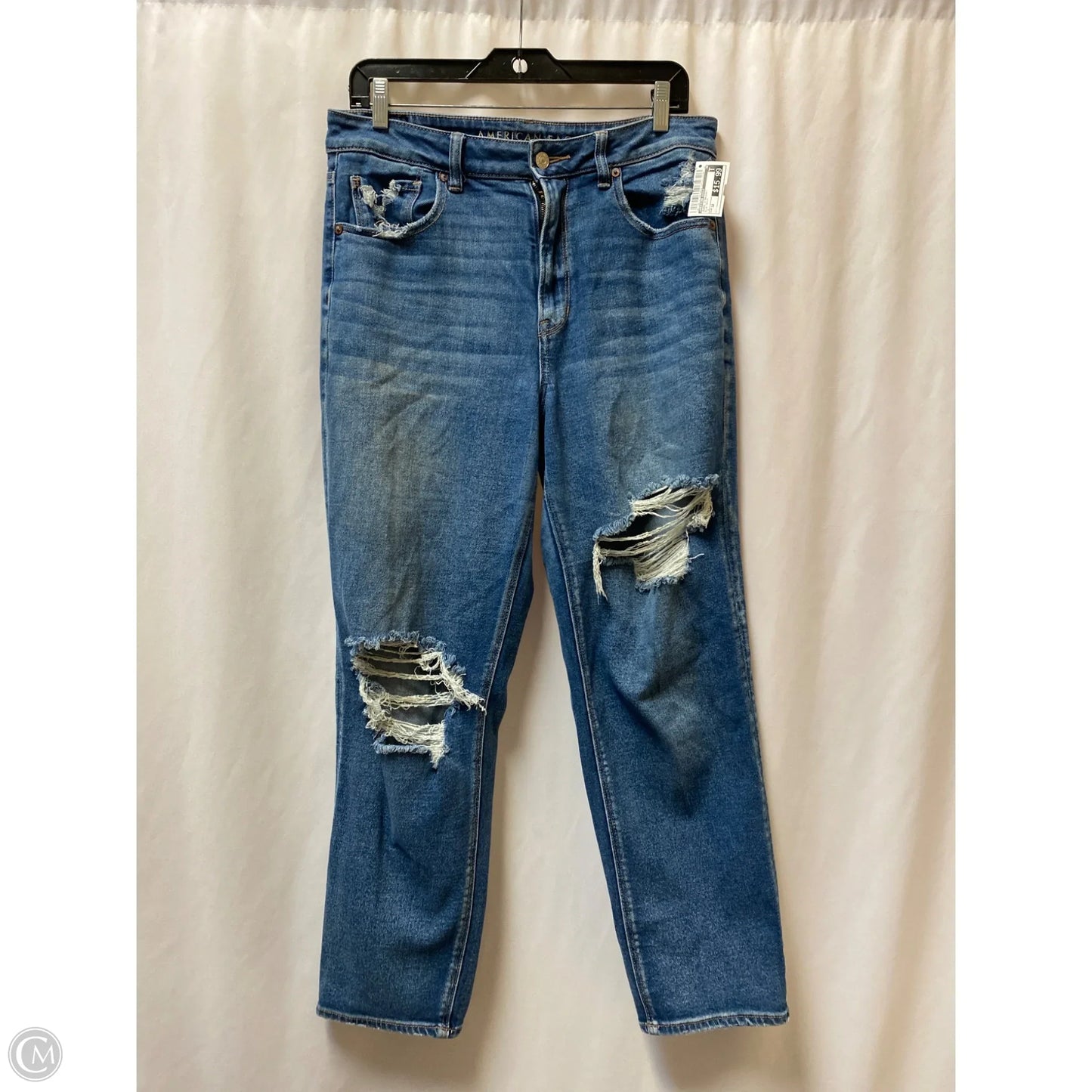 Jeans Straight By American Eagle In Blue Denim, Size: 12