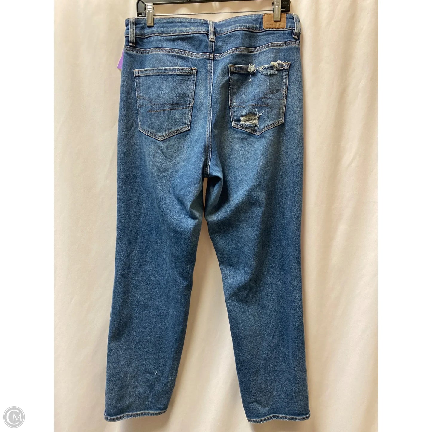 Jeans Straight By American Eagle In Blue Denim, Size: 12