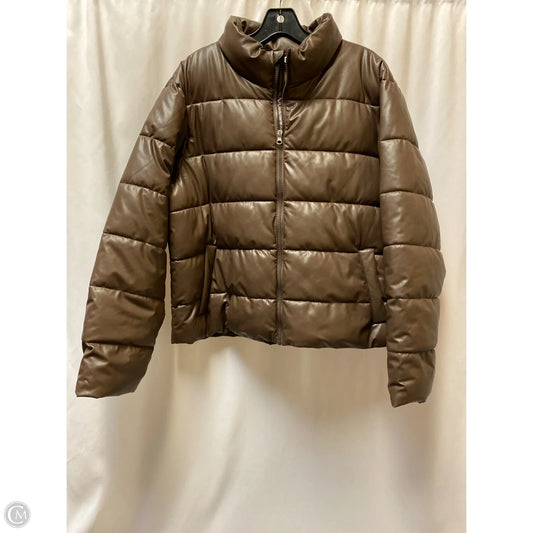 Jacket Puffer & Quilted By Time And Tru In Brown, Size: Xl