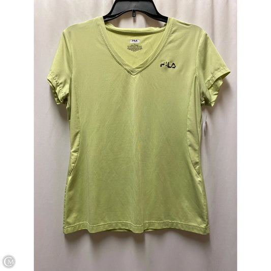 Athletic Top Short Sleeve By Fila In Yellow, Size: M
