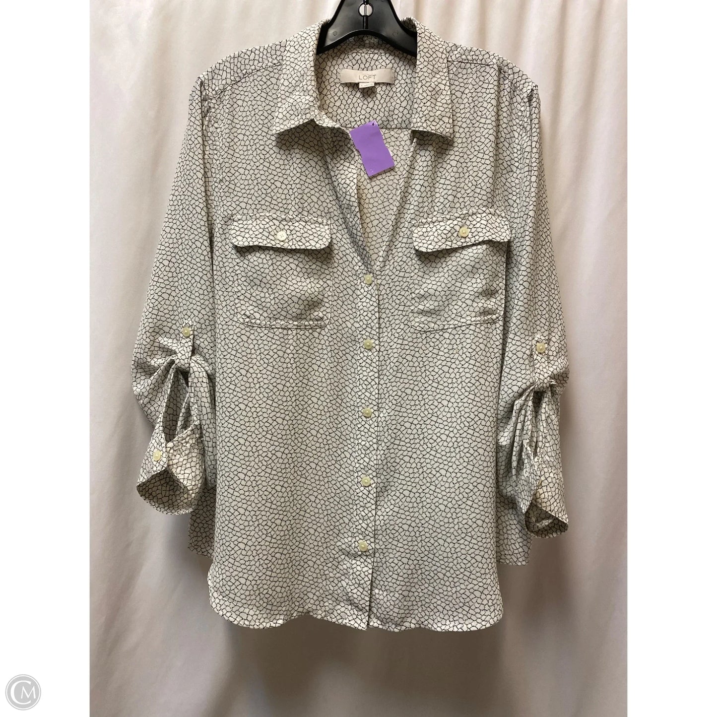 Top Long Sleeve By Loft In White, Size: L