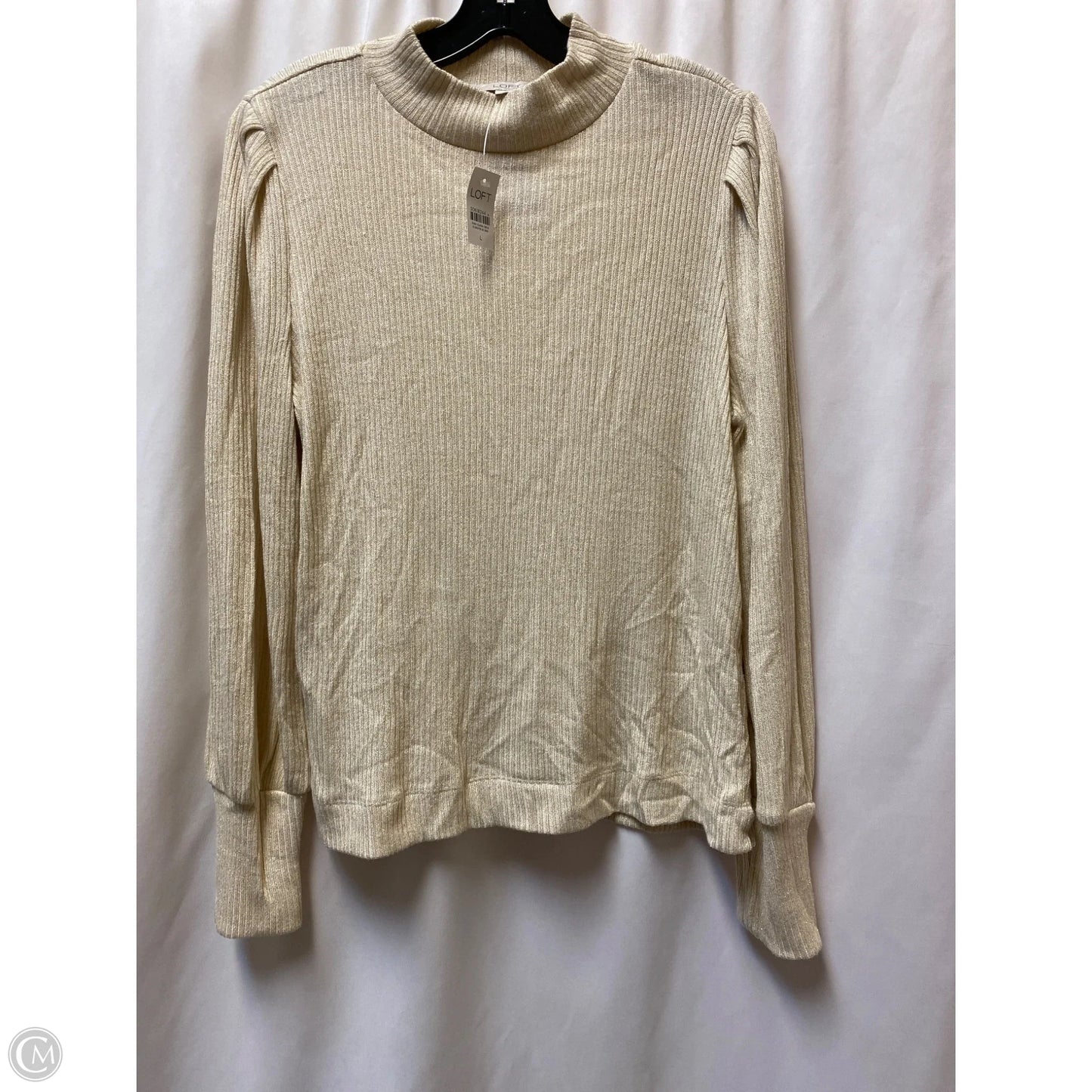 Top Long Sleeve By Loft In Tan, Size: L