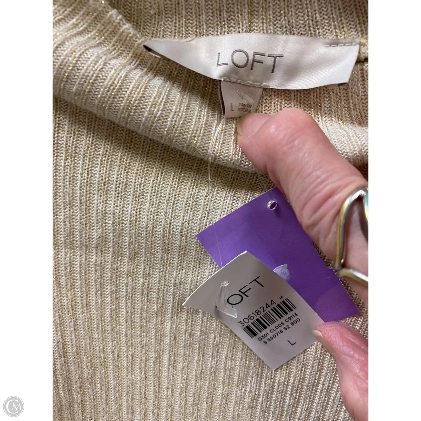Top Long Sleeve By Loft In Tan, Size: L