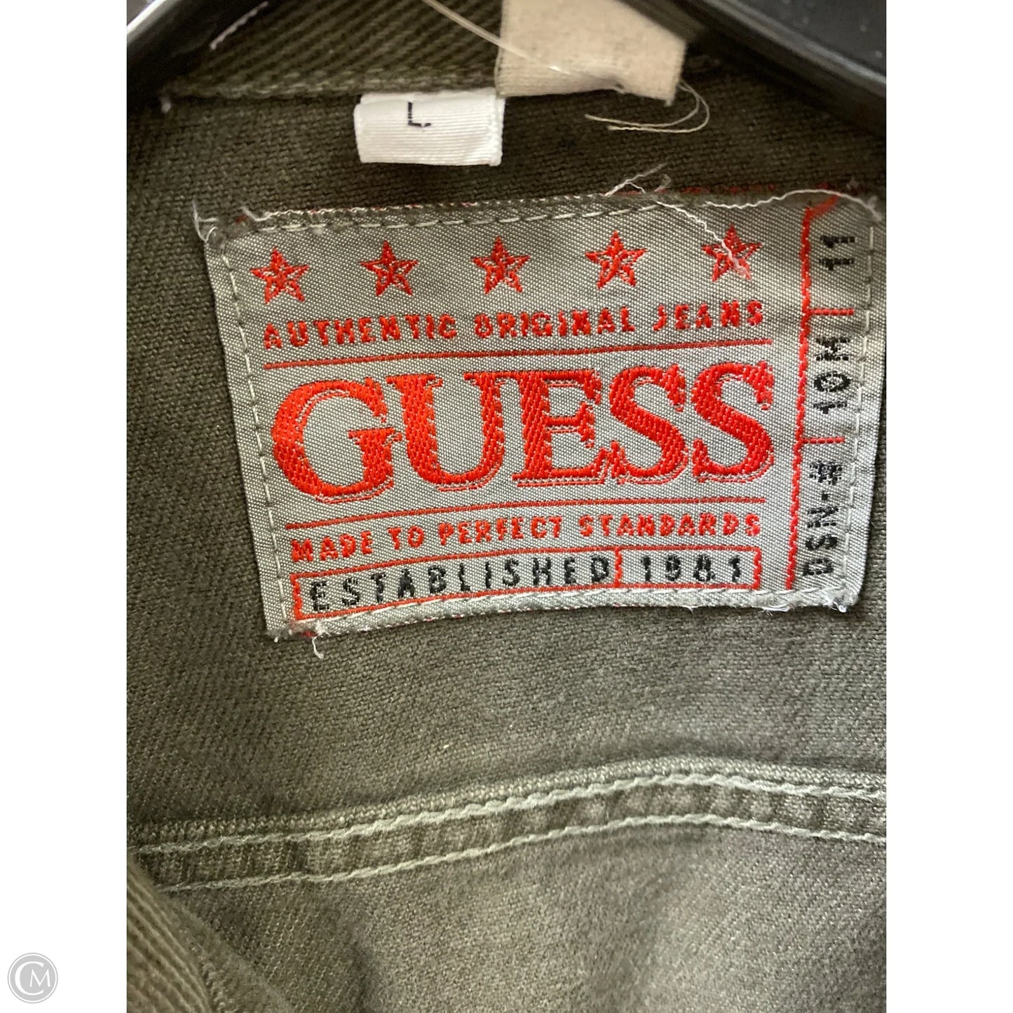 Jacket Denim By Guess In Green Denim, Size: L