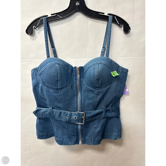 Top Sleeveless By Haute Monde In Blue Denim, Size: L