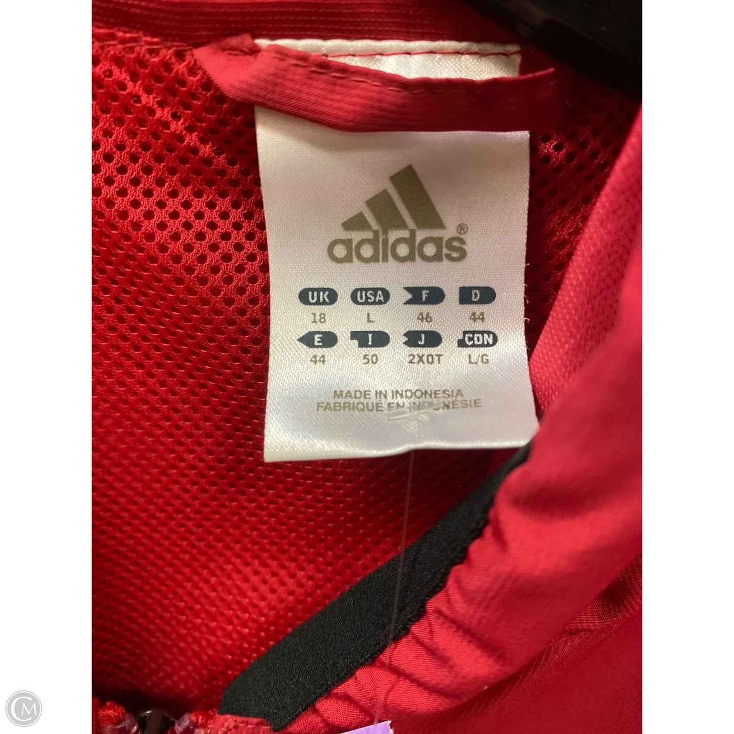 Athletic Jacket By Adidas In Red, Size: L