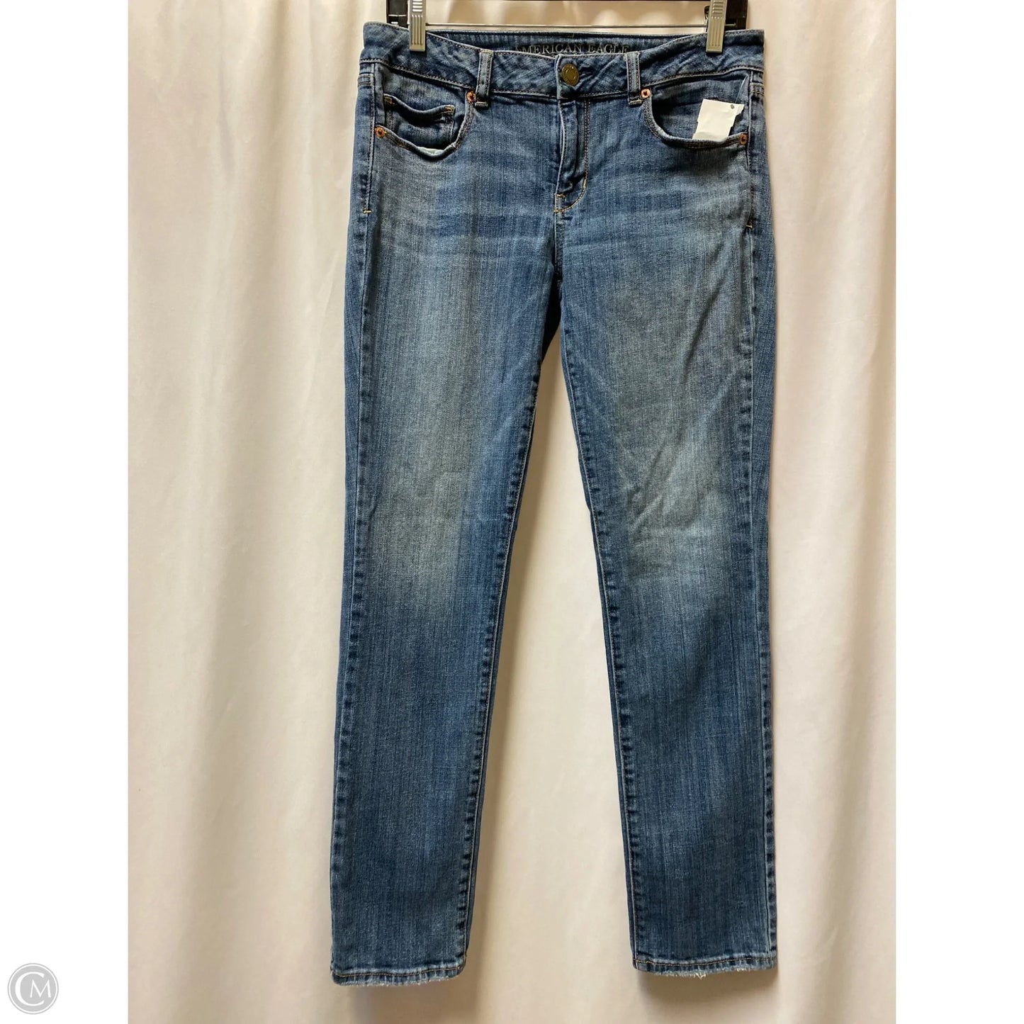 Jeans Straight By American Eagle In Blue Denim, Size: 8