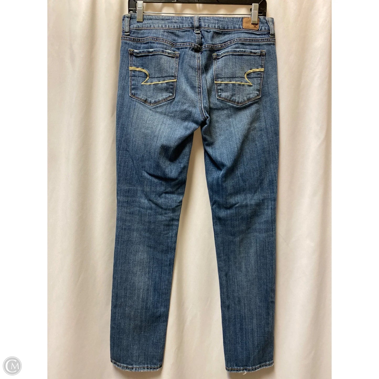 Jeans Straight By American Eagle In Blue Denim, Size: 8