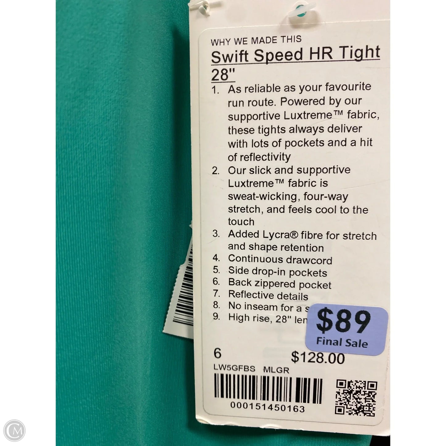 Athletic Leggings By Lululemon In Green, Size: 6