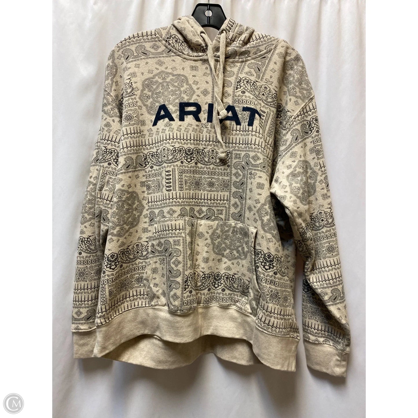 Sweatshirt Hoodie By Ariat In Tan, Size: Xxl