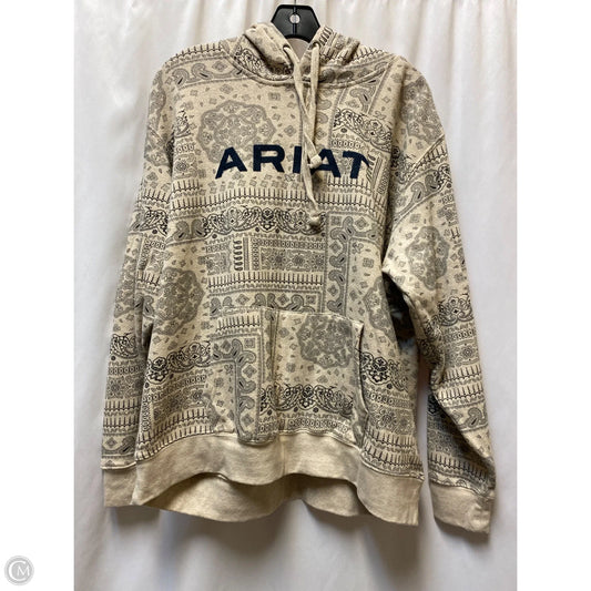 Sweatshirt Hoodie By Ariat In Tan, Size: Xxl