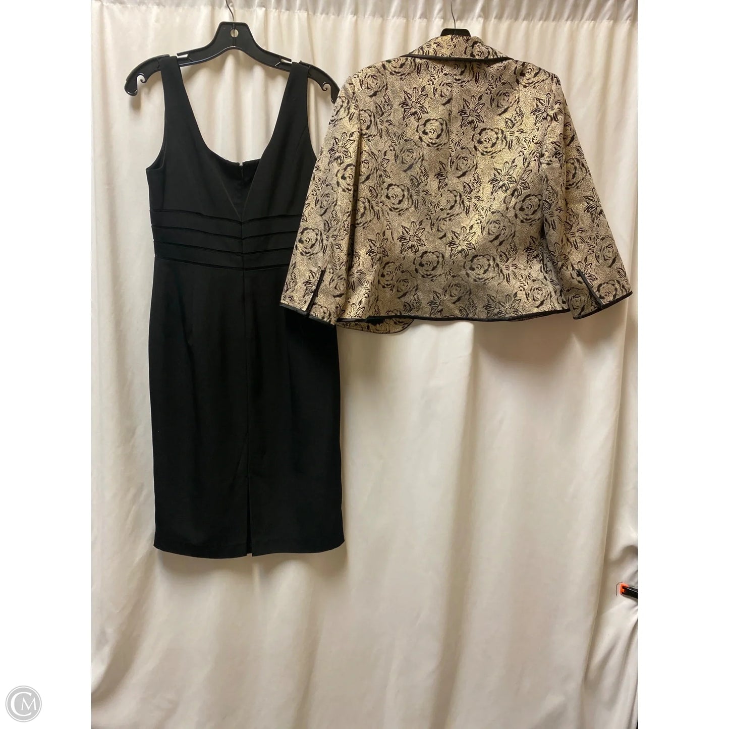 Dress Set 2pc By Adrianna Papell In Black & Gold, Size: M