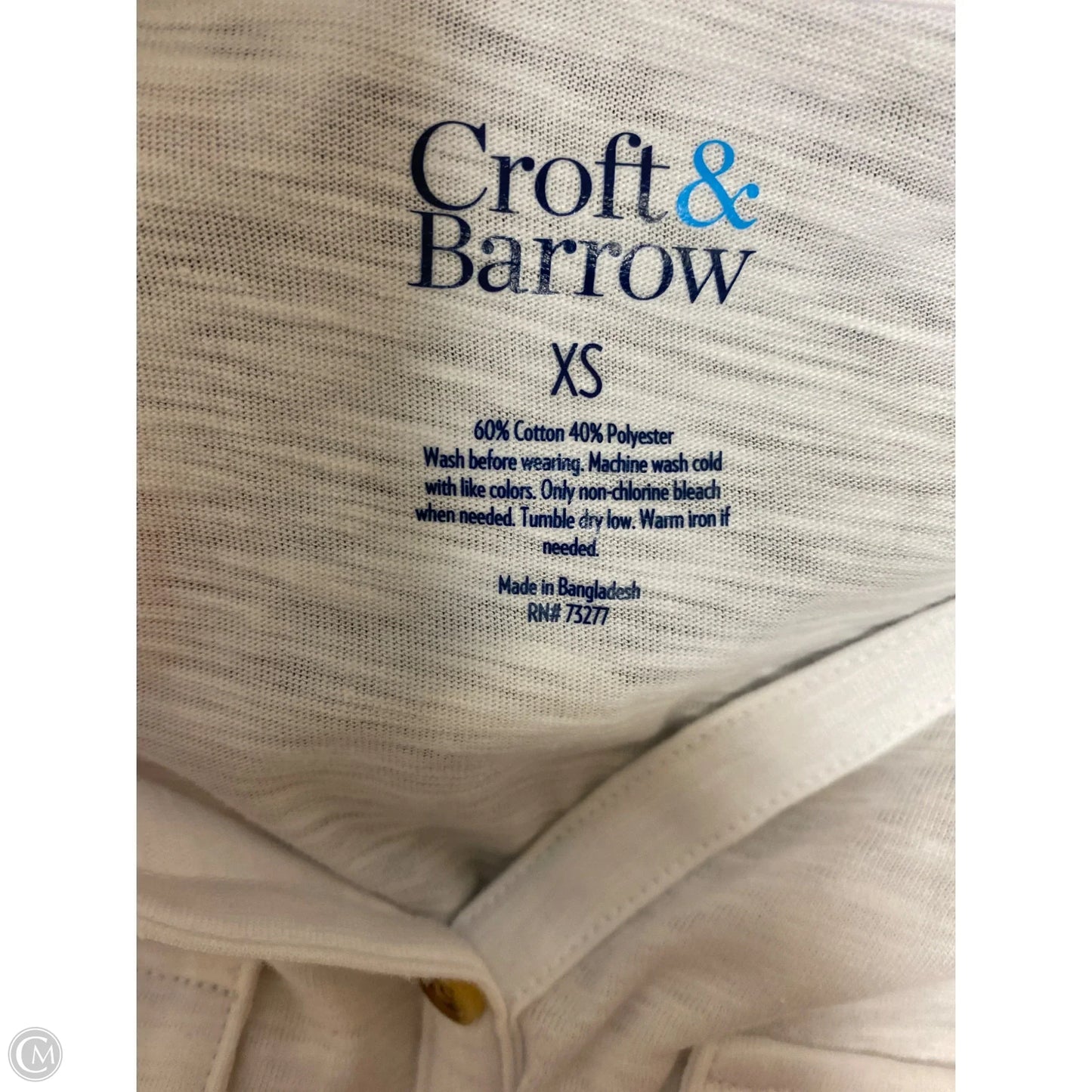 Top Short Sleeve By Croft And Barrow In White, Size: Xs