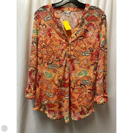 Top Long Sleeve By Cato In Peach, Size: M