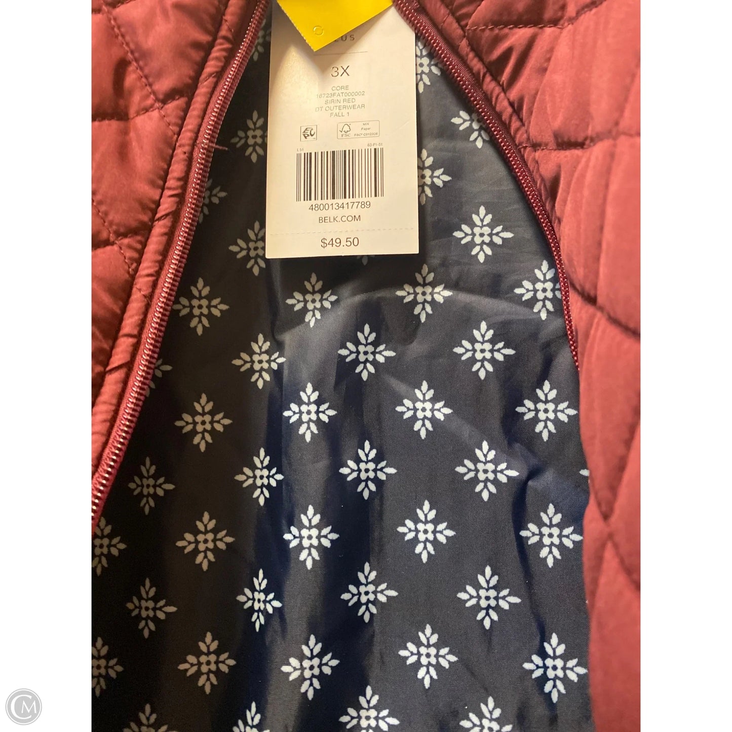 Vest Puffer & Quilted By Kim Rogers In Maroon, Size: 3x