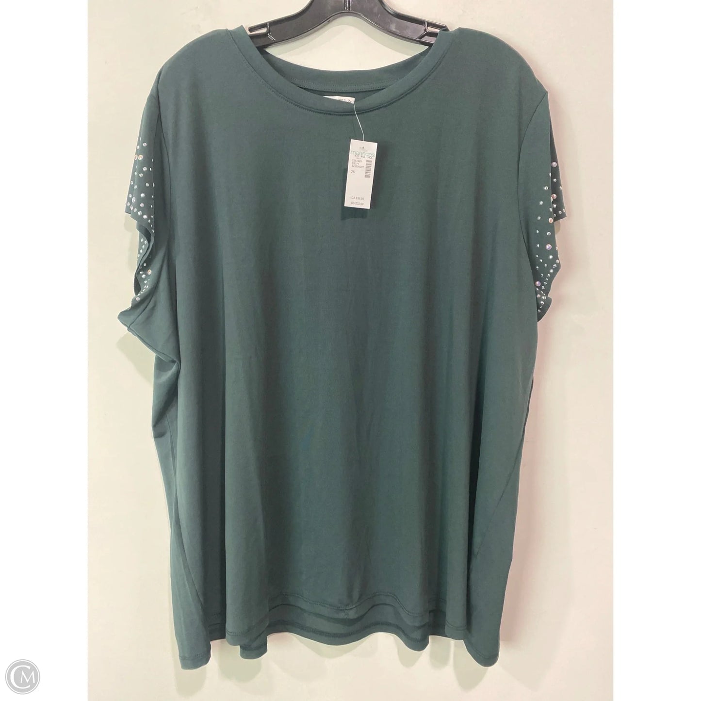 Top Short Sleeve By Edgely In Green, Size: 2x