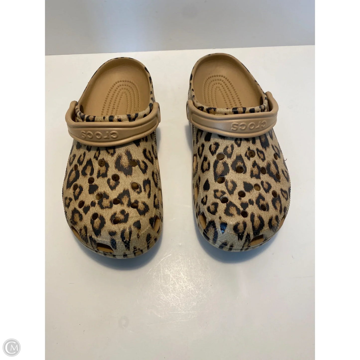 Sandals Flats By Crocs In Animal Print, Size: 11
