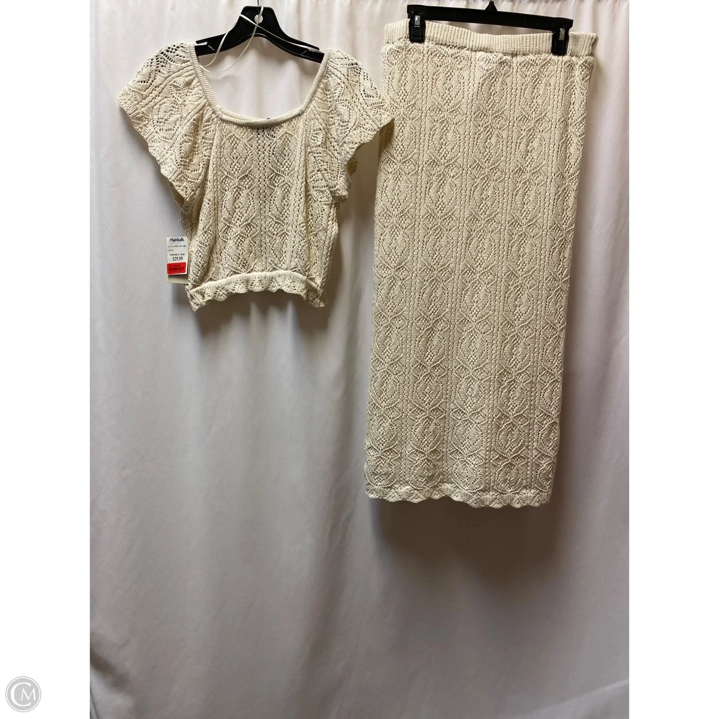 Skirt Set 2pc By Freshman In Cream, Size: L