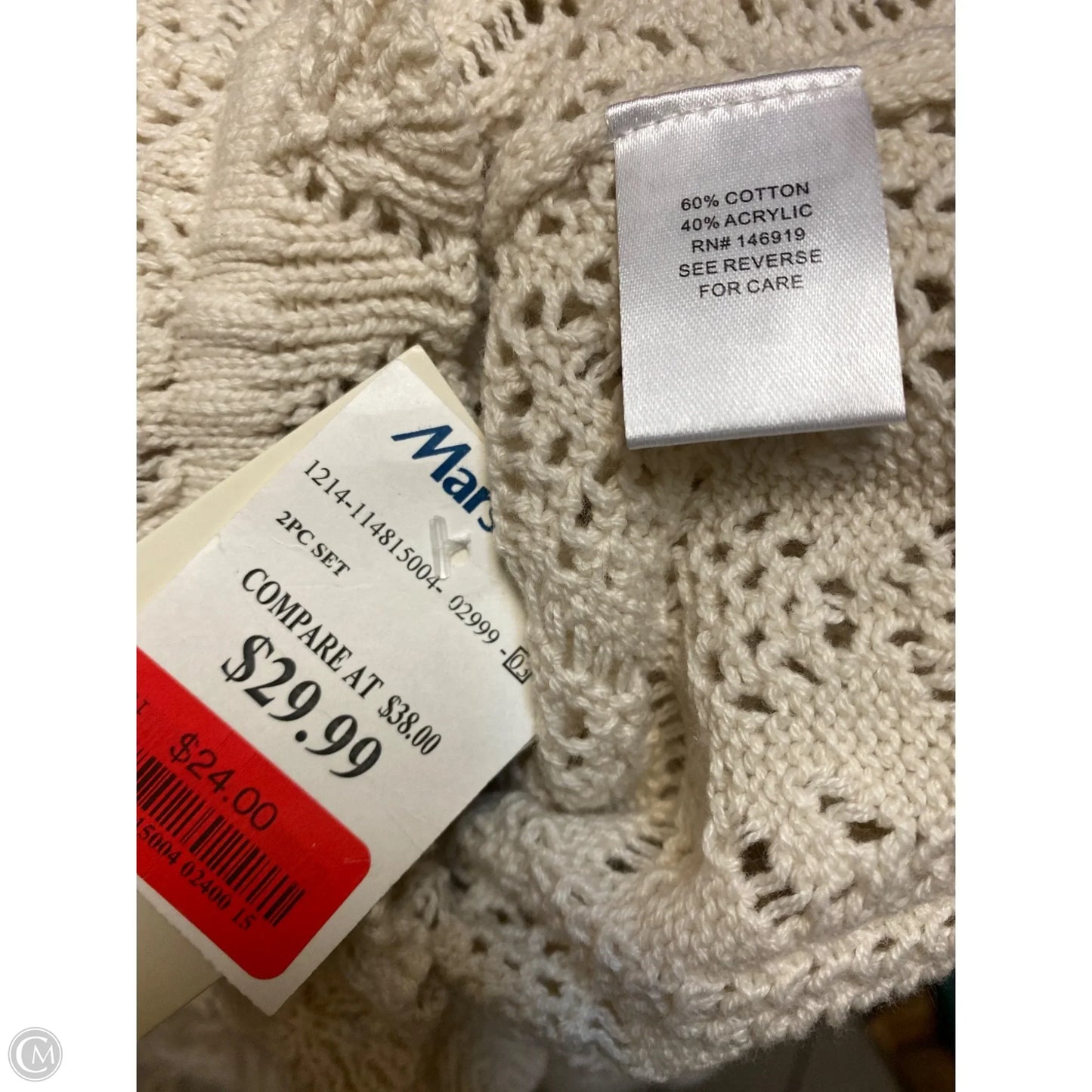 Skirt Set 2pc By Freshman In Cream, Size: L