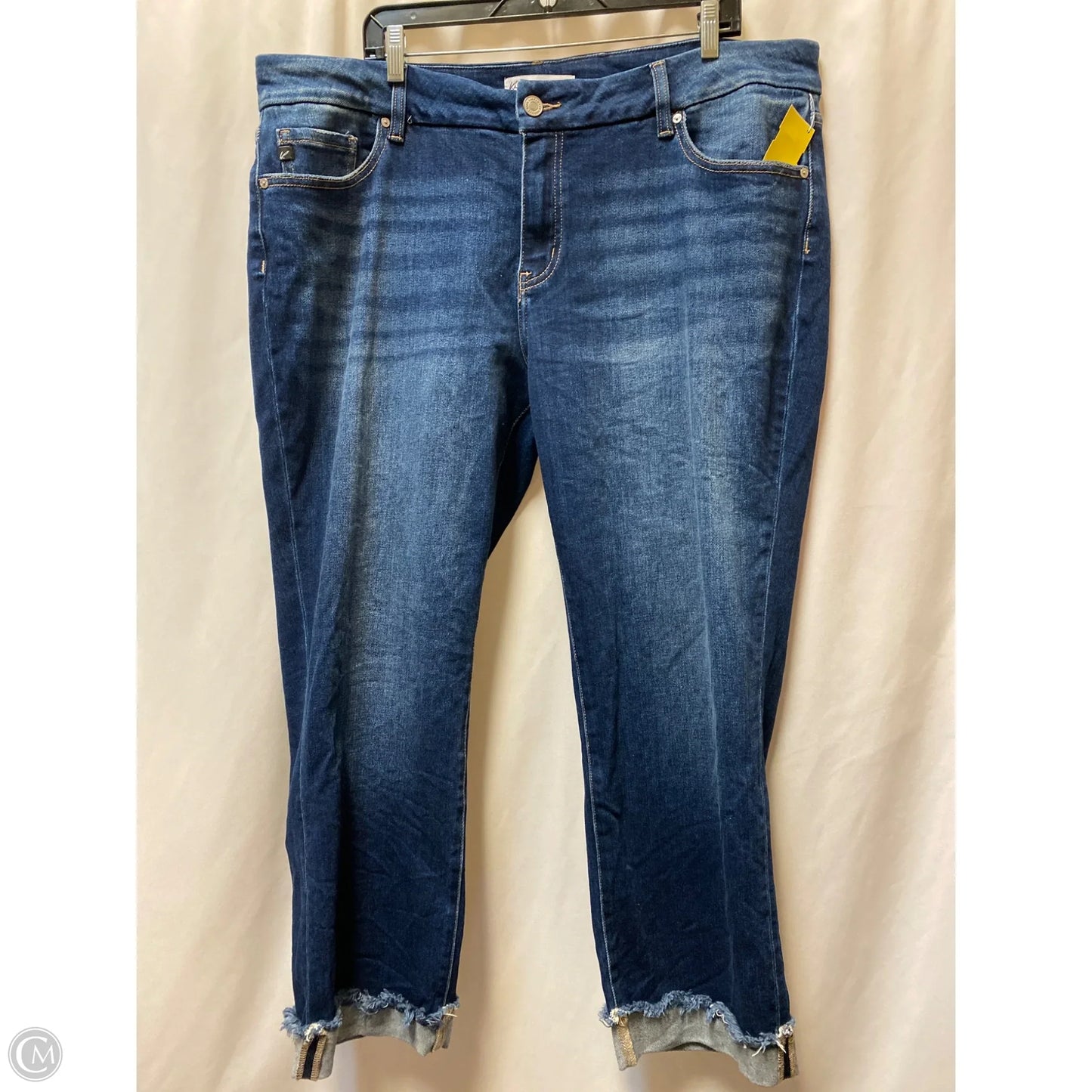 Jeans Cropped By Kancan In Blue Denim, Size: 20