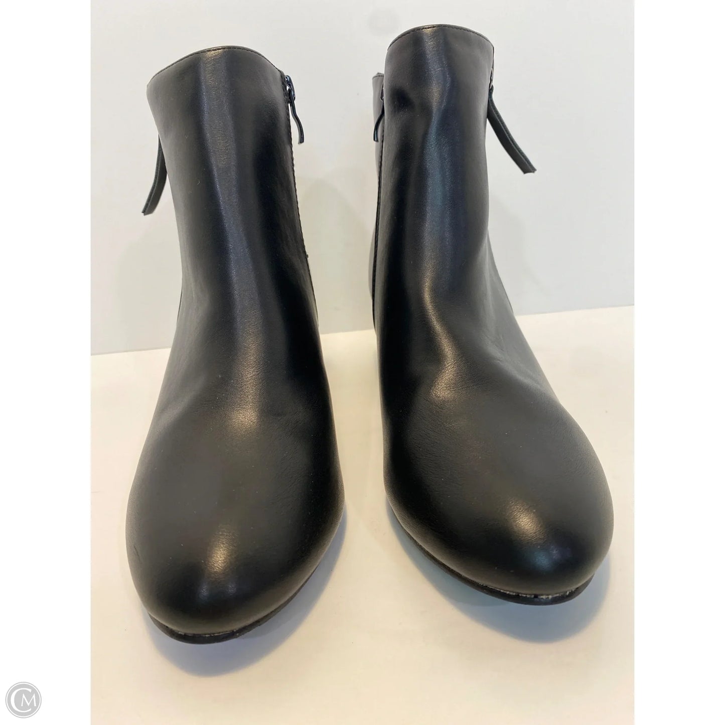 Boots Ankle Heels By Forever In Black, Size: 9