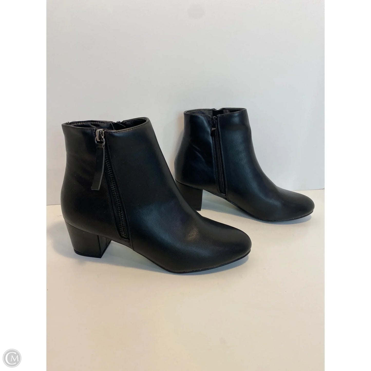 Boots Ankle Heels By Forever In Black, Size: 9