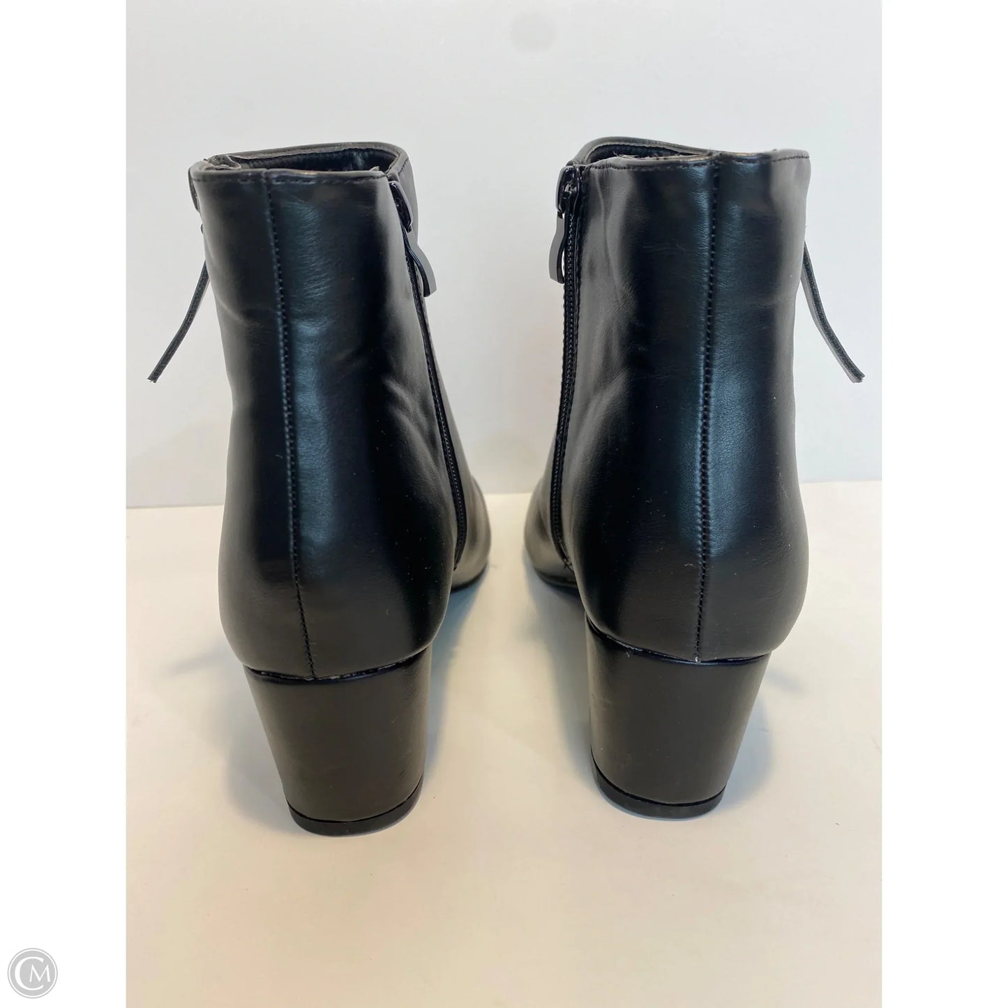 Boots Ankle Heels By Forever In Black, Size: 9