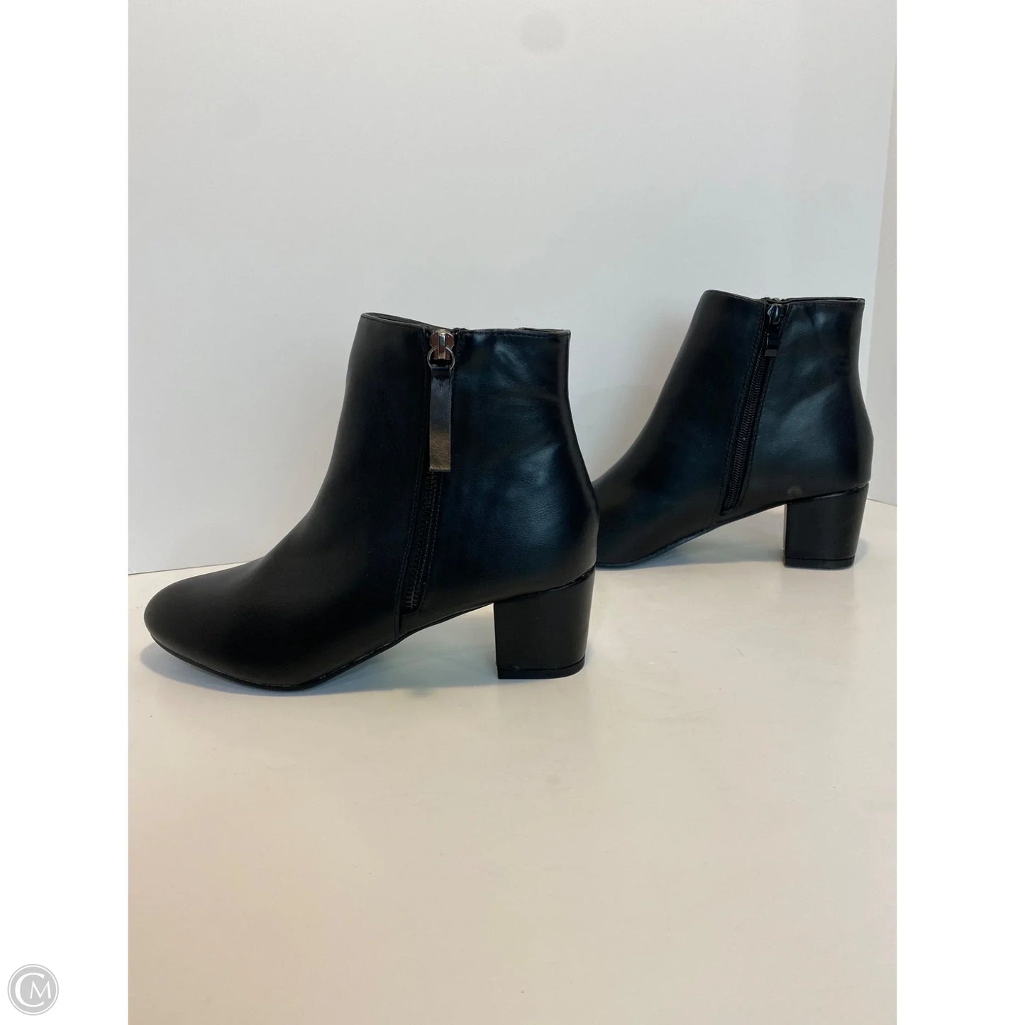 Boots Ankle Heels By Forever In Black, Size: 9