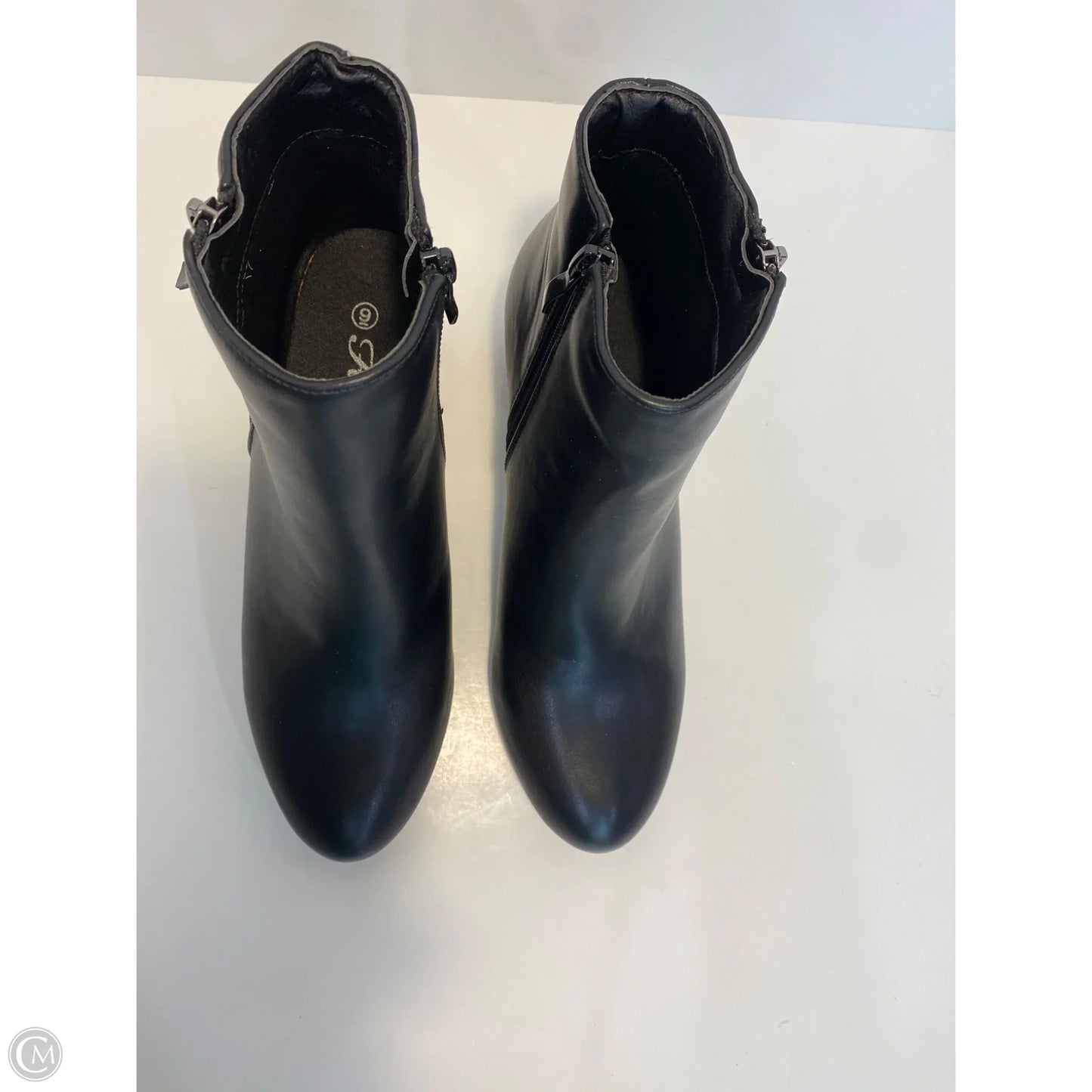 Boots Ankle Heels By Forever In Black, Size: 9