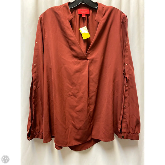 Top Long Sleeve By Jennifer Lopez In Maroon, Size: Xxl