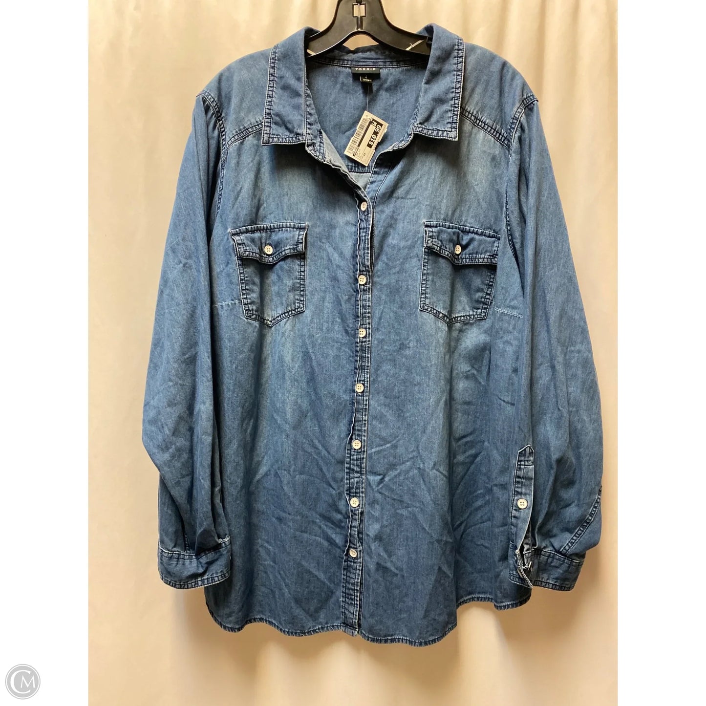 Top Long Sleeve By Torrid In Blue, Size: 4x